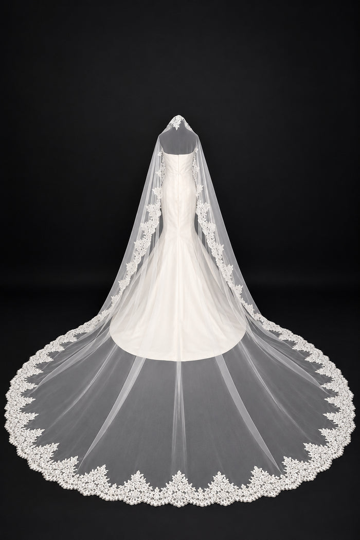 White Cathedral Mantilla Veil with Sequins