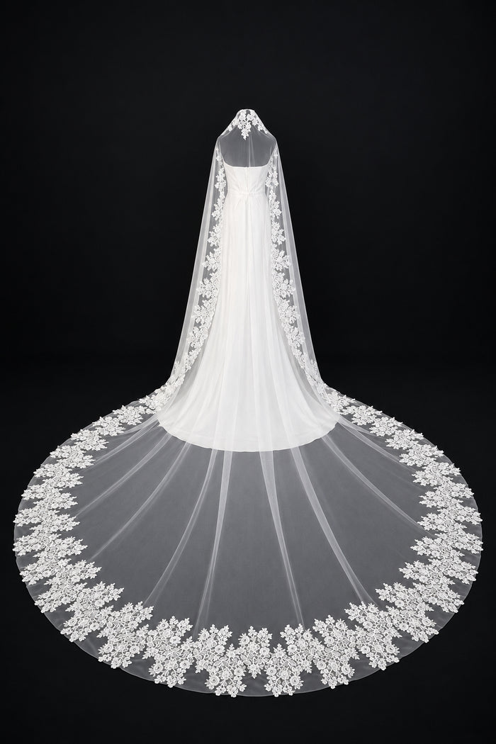 Floral Lace Cathedral Mantilla Veil