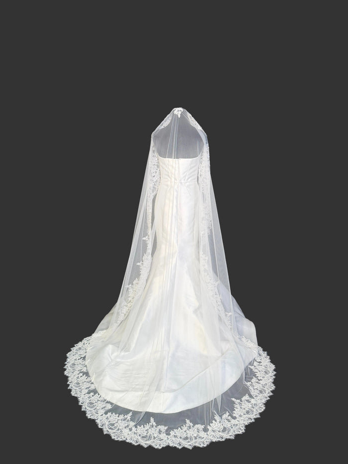 Mantilla Veil with Embroidered Lace & Sequins