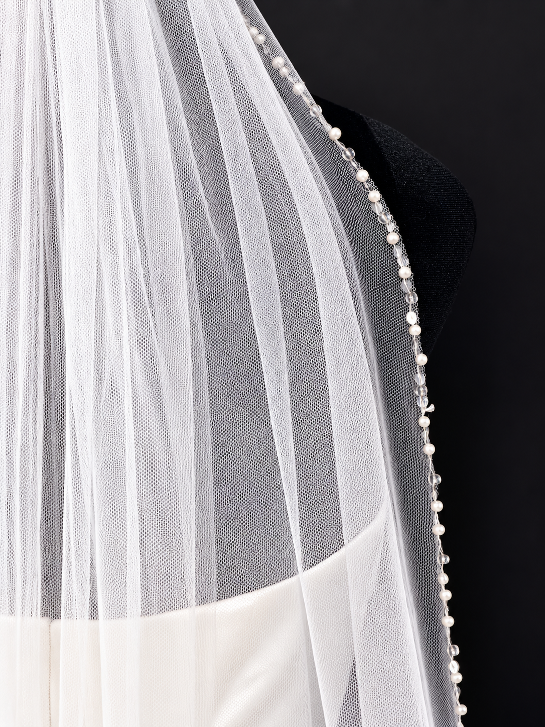 Cathedral Veil with Perls, Sequins & Crystal Edge — photograph 2 of 4