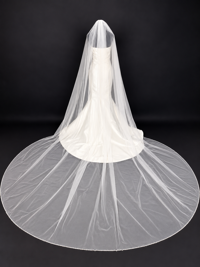 Cathedral Length Veil with Perls & Crystal Edge