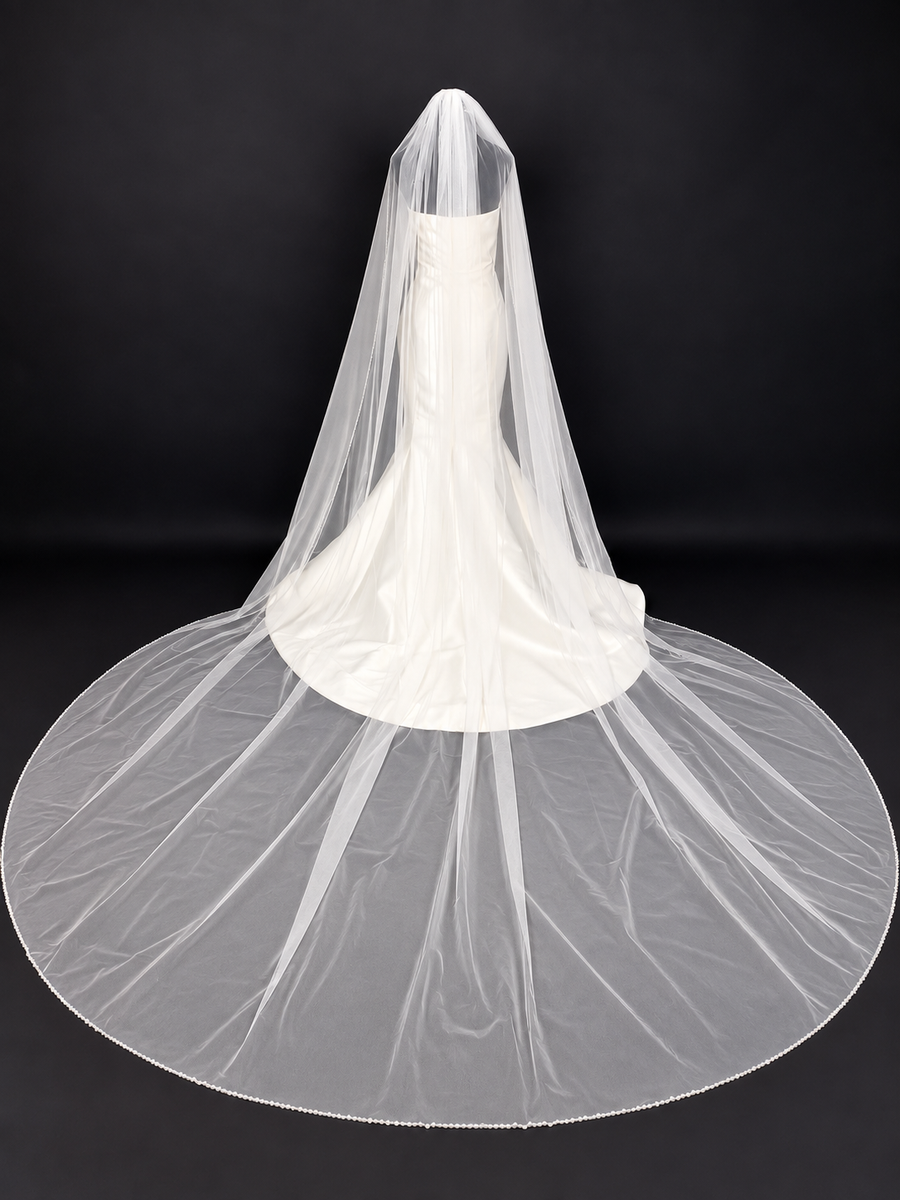Cathedral Veil with Perls, Sequins & Crystal Edge