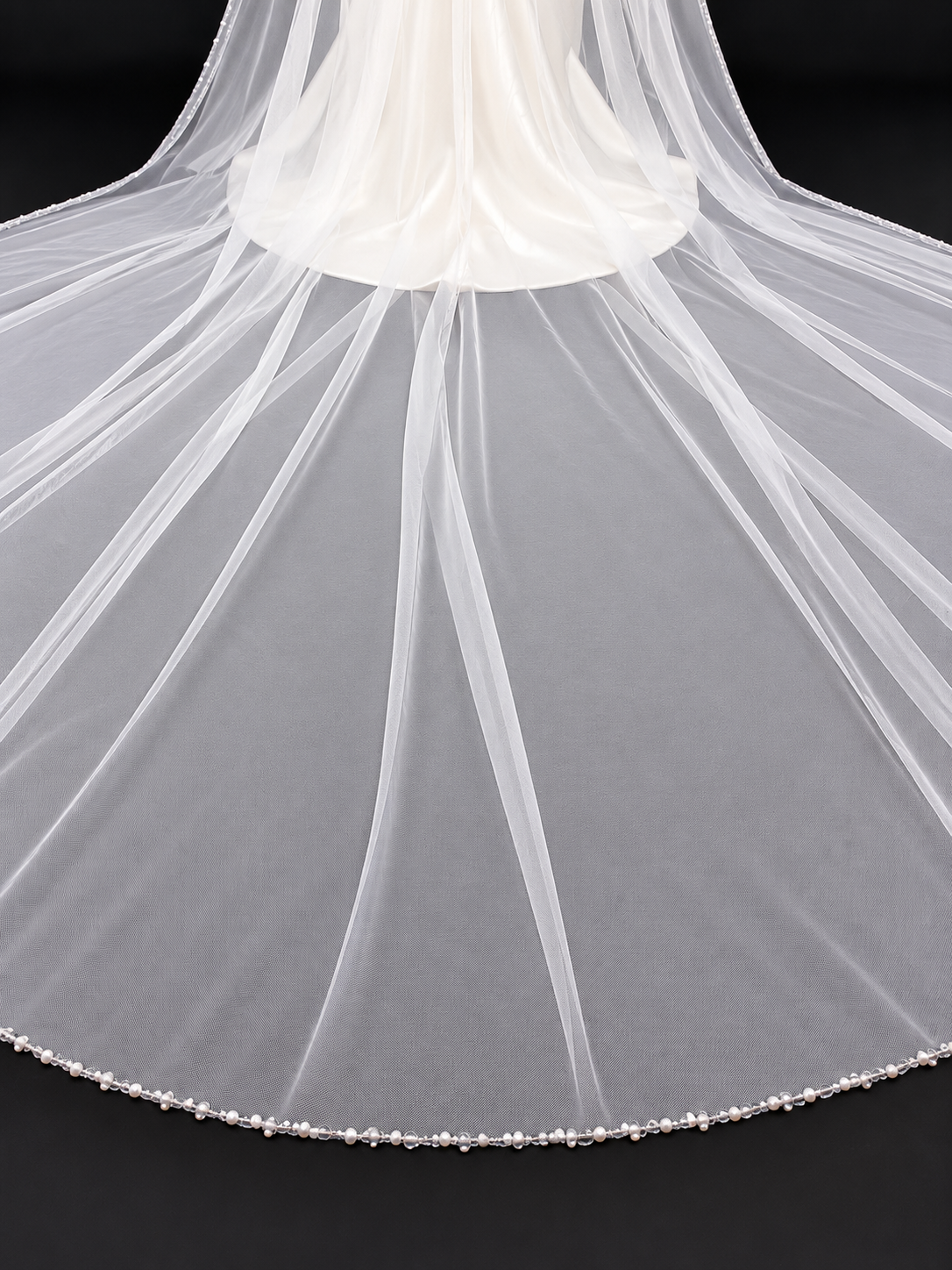 Cathedral Veil with Perls, Sequins & Crystal Edge — photograph 4 of 4