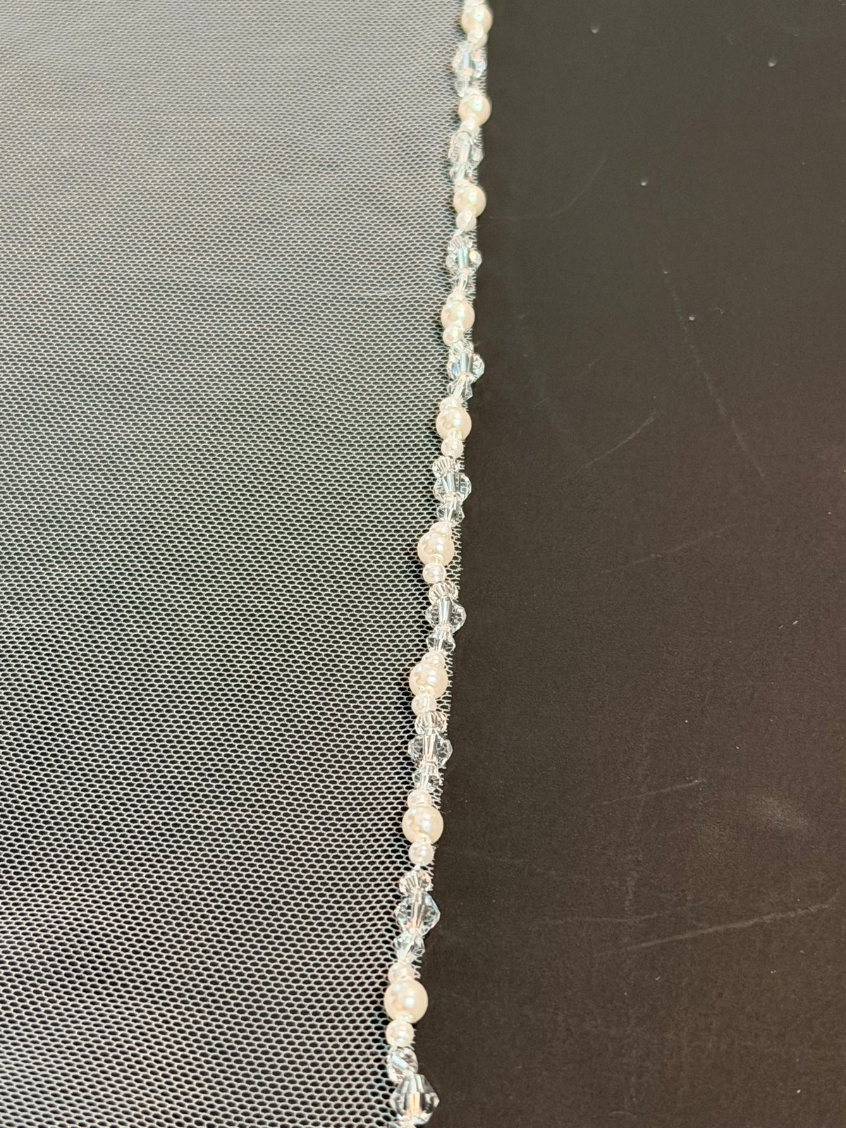 Cathedral Length Veil with Perls & Crystal Edge — photograph 2 of 4