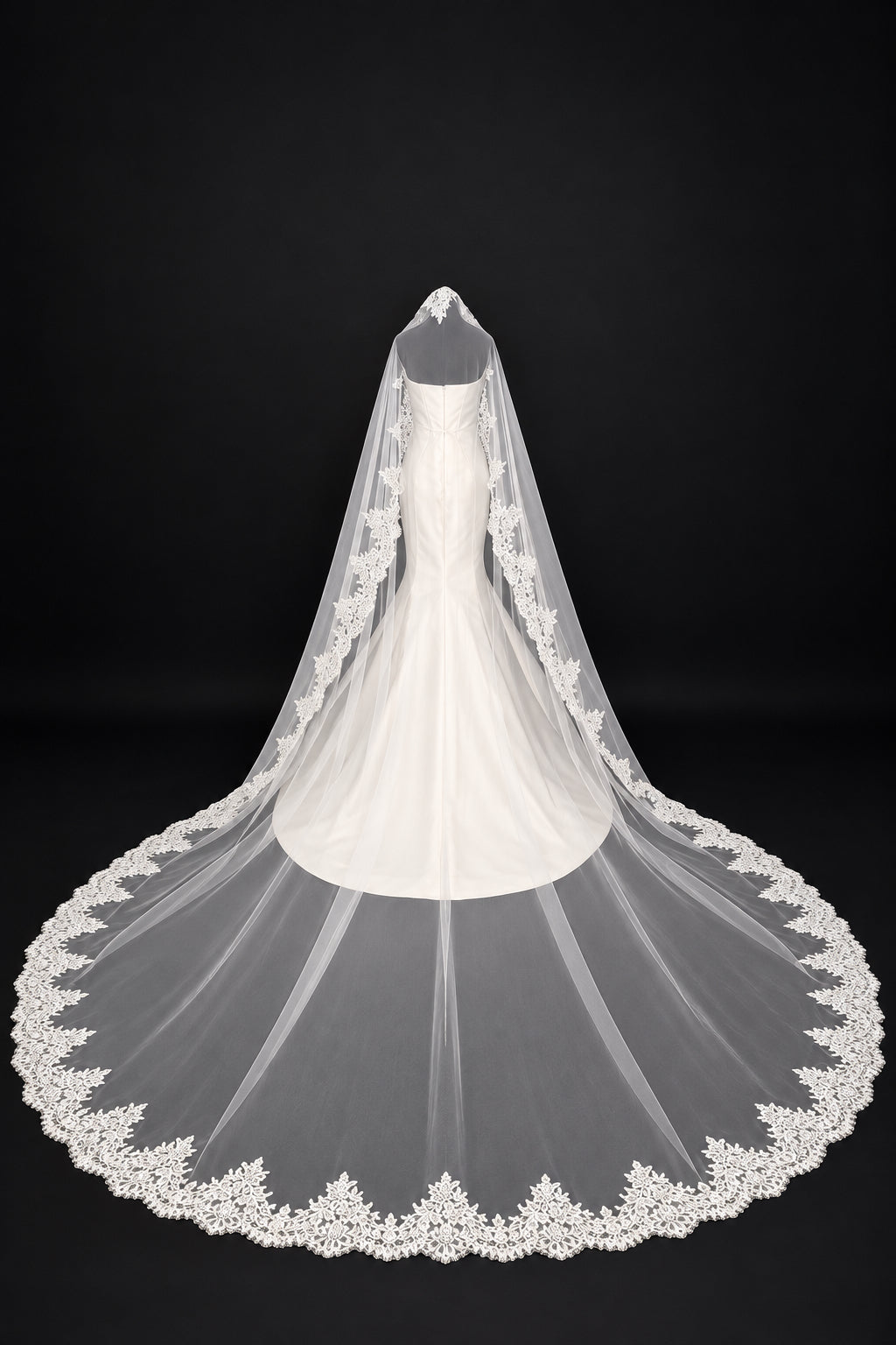 White Cathedral Mantilla Veil with Sequins — photograph 1 of 6