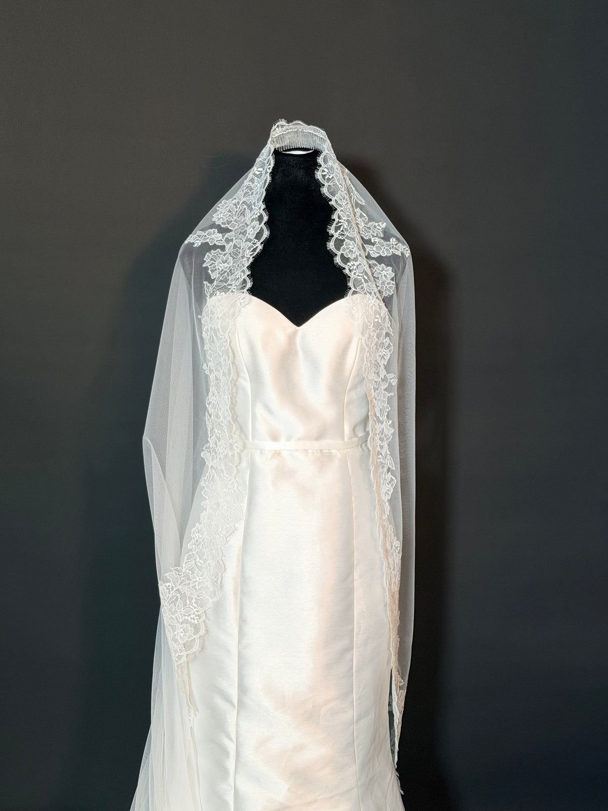 Cathedral Mantilla Veil, Soft Lace — photograph 3 of 5