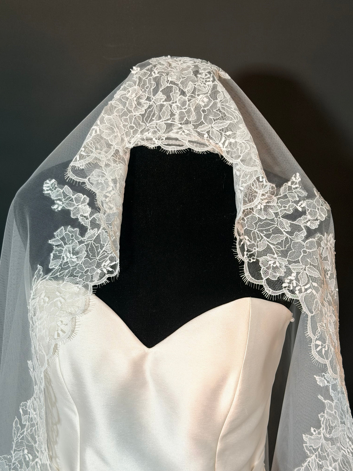 Cathedral Mantilla Veil, Soft Lace — photograph 4 of 5