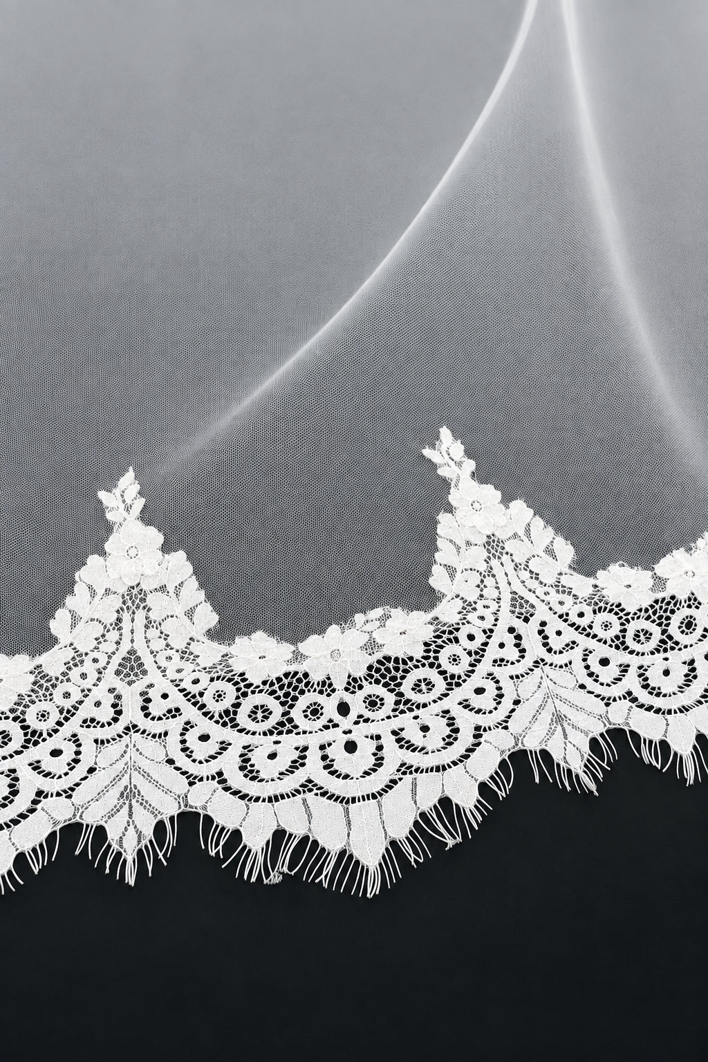 Cathedral Mantilla Veil, Soft Lace — photograph 2 of 6