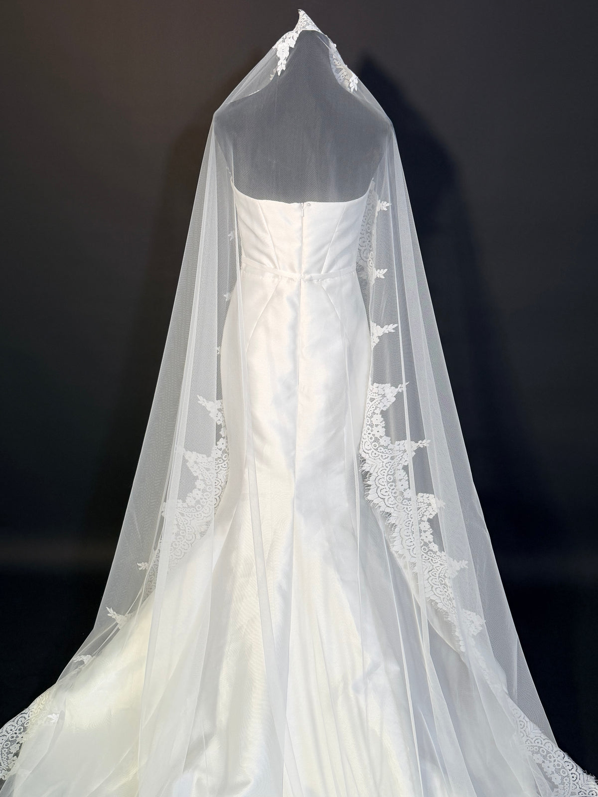 Cathedral Mantilla Veil, Soft Lace — photograph 3 of 6