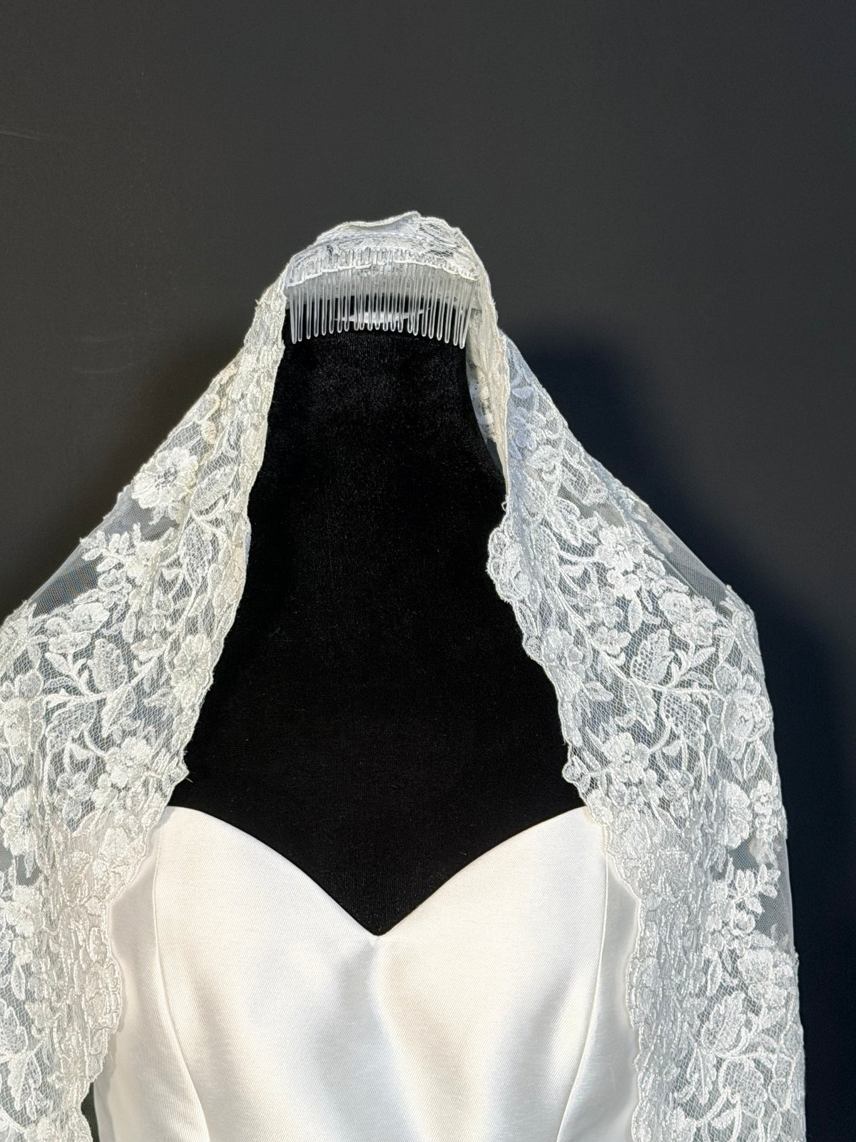 Floral Lace Cathedral Mantilla Veil — photograph 3 of 6