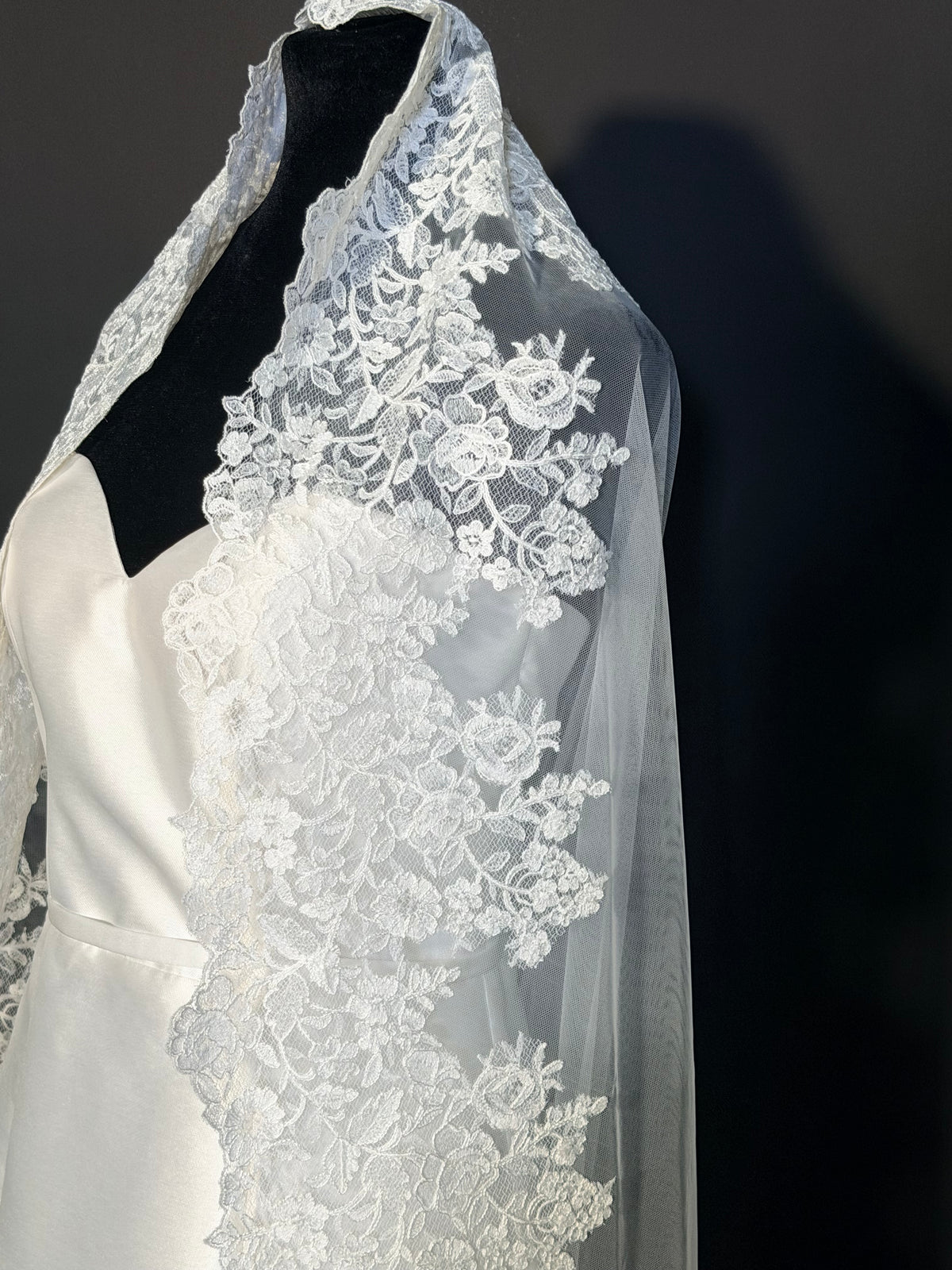 Floral Lace Cathedral Mantilla Veil — photograph 5 of 6