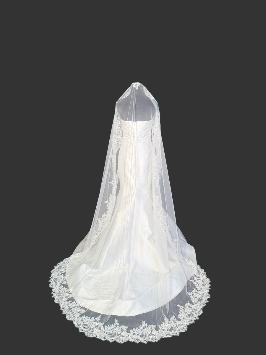 Mantilla Veil with Embroidered Lace & Sequins