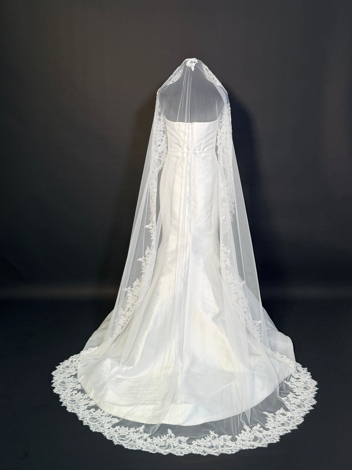 Mantilla Veil with Embroidered Lace & Sequins — photograph 2 of 4
