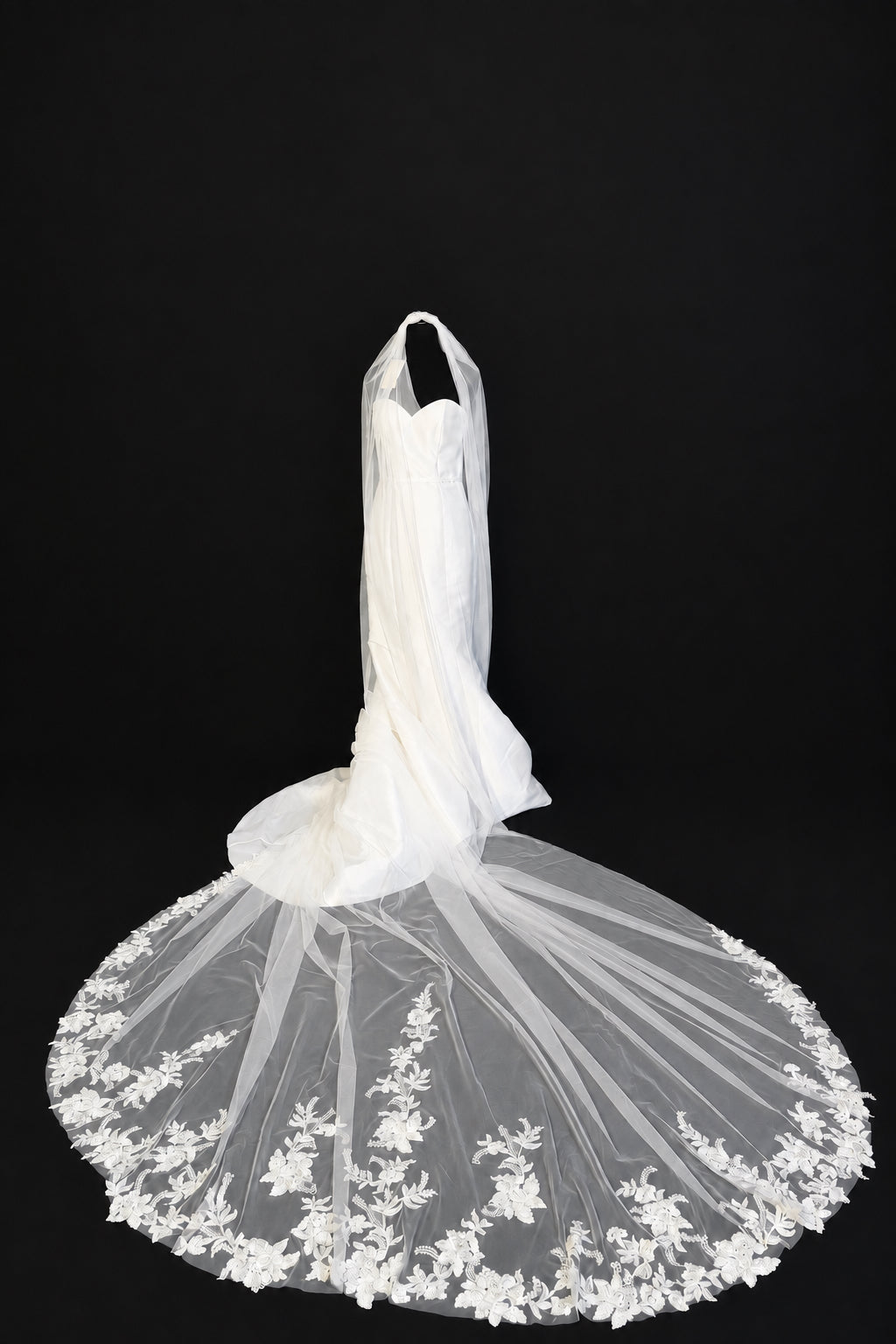 Cathedral Veil with Embroidered Lace — photograph 2 of 3