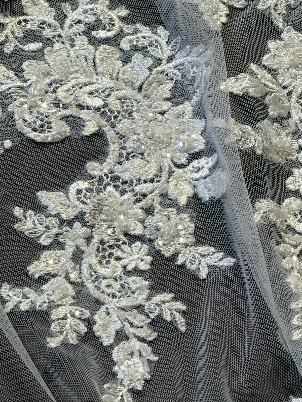 Cathedral Veil with Embroidered Lace, Pearls &amp; Sequins — photograph 2 of 4