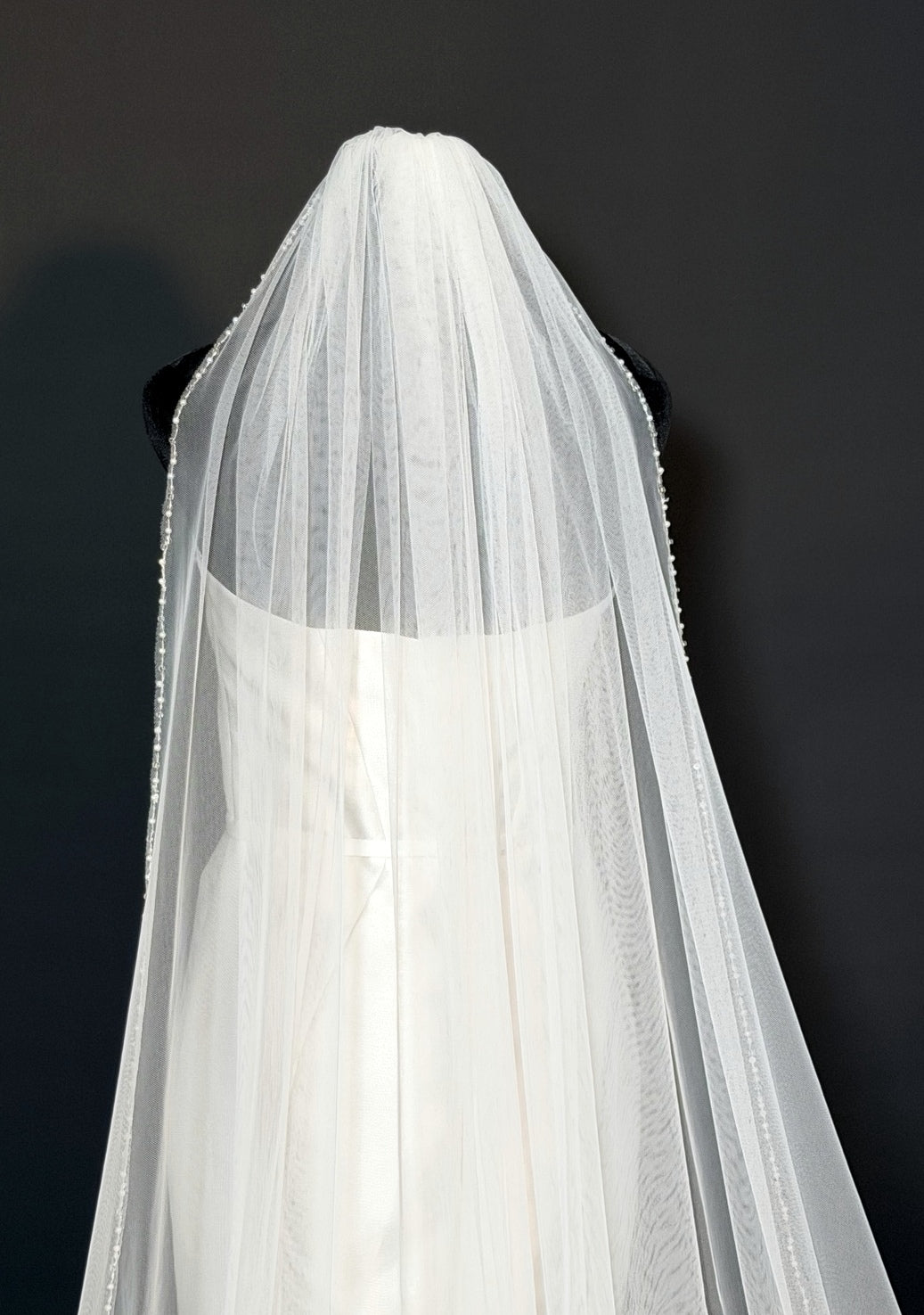 Cathedral Veil with Perls, Sequins & Crystal Edge — photograph 3 of 4