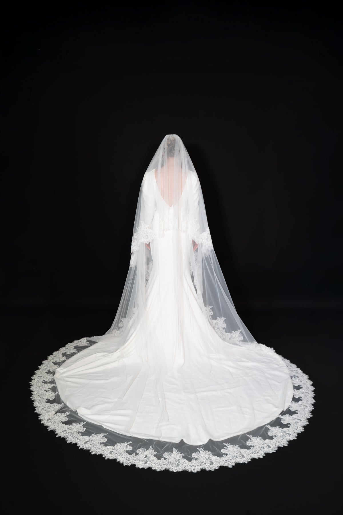 Lianna Lace Cathedral Veil with Blusher — photograph 7 of 9