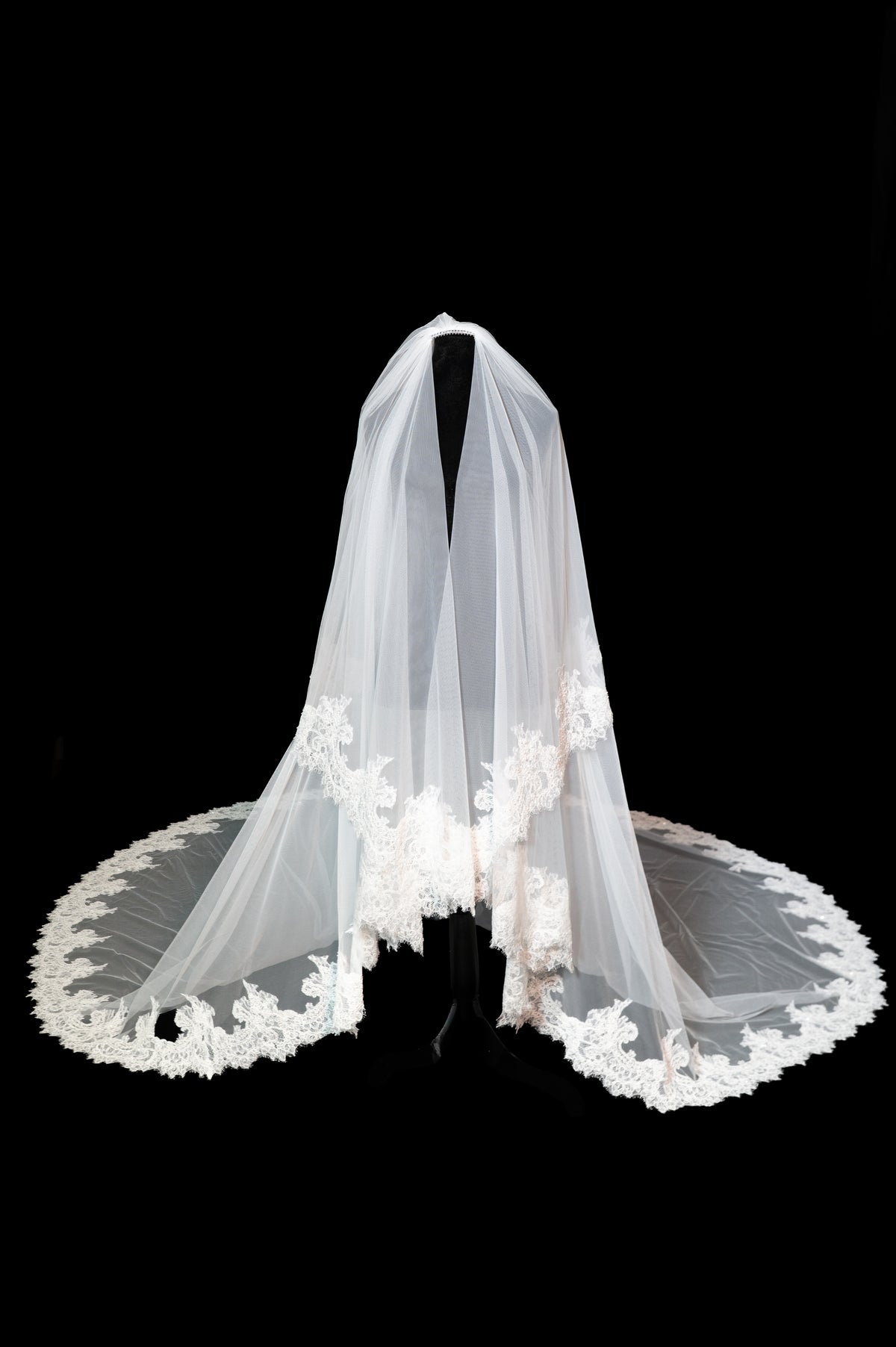 Lianna Lace Cathedral Veil with Blusher — photograph 2 of 9