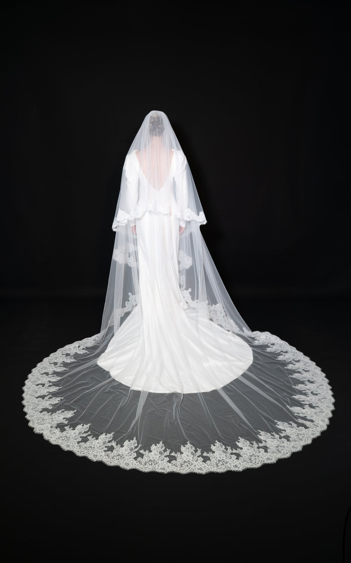 Lace Cathedral Veil with Blusher