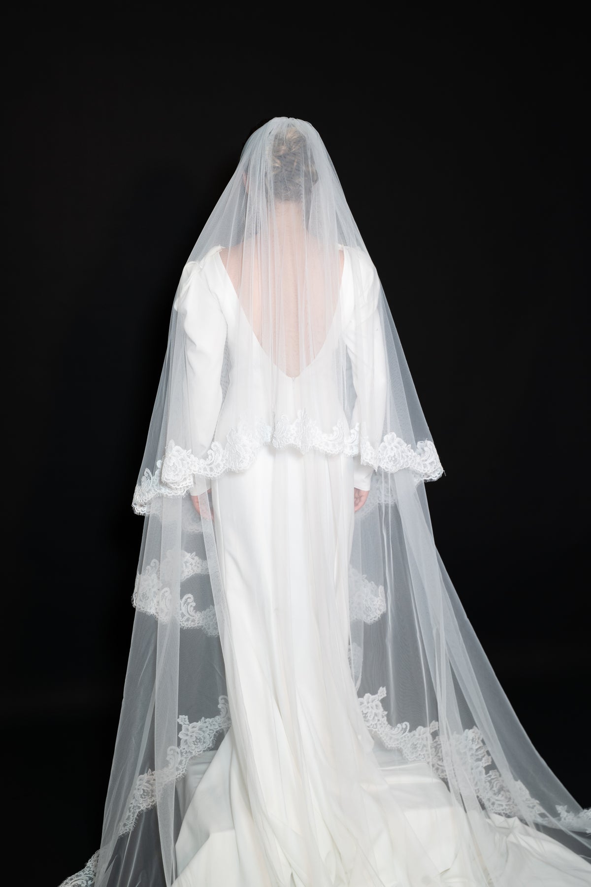 Lace Cathedral Veil with Blusher — photograph 4 of 7