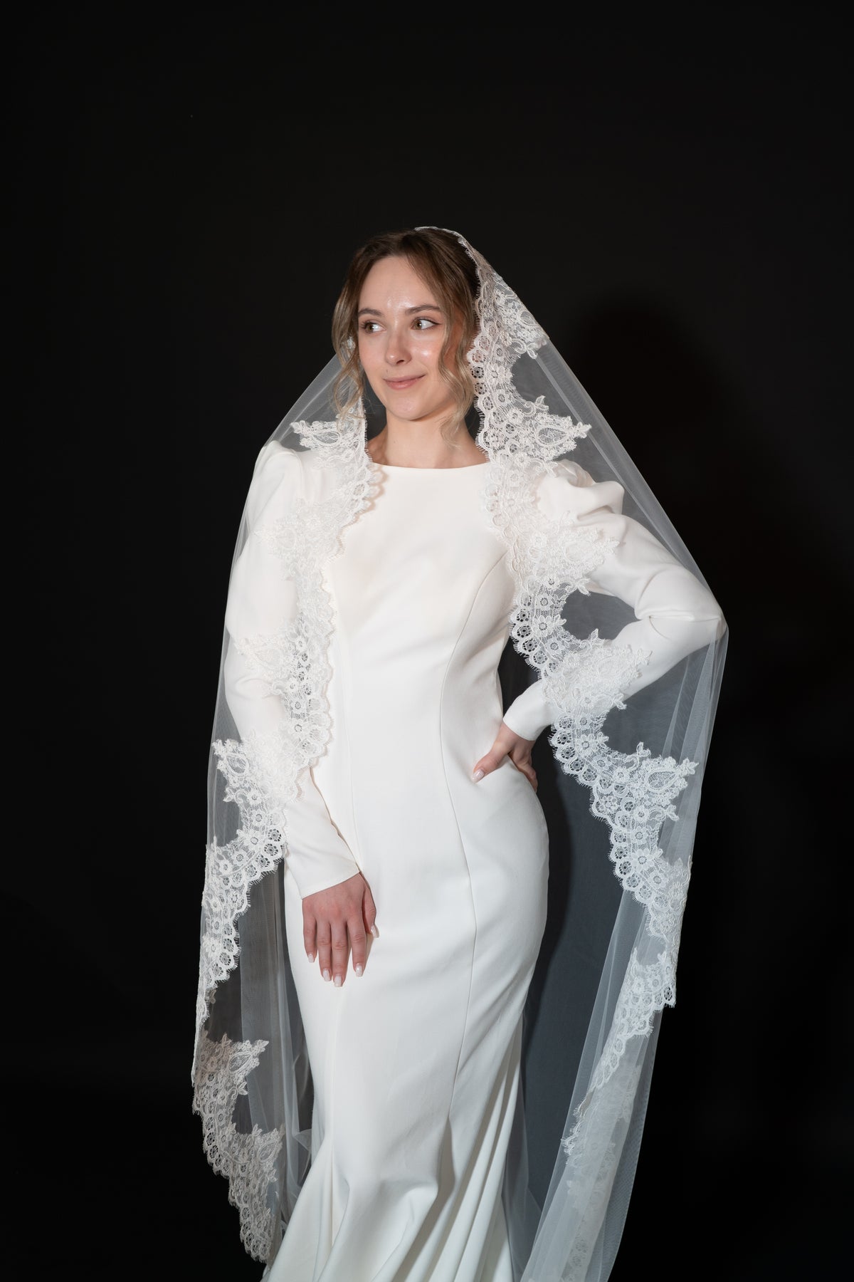 Lace Cathedral Veil — photograph 3 of 4