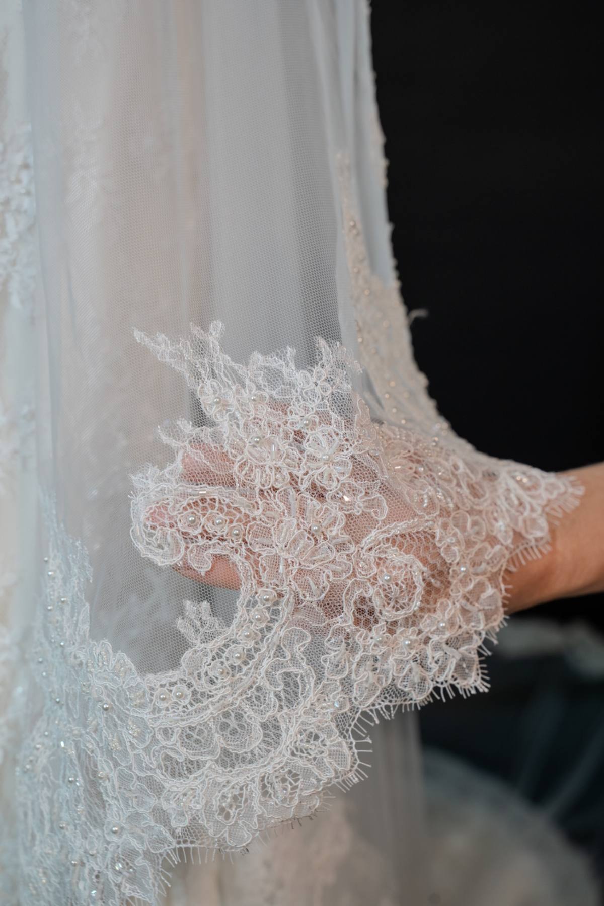 Lianna Lace Cathedral Veil with Blusher — photograph 5 of 9